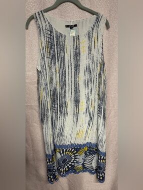 CHARLIE B Sleeveless Blue, White & Yellow Printed Dress New women size M
